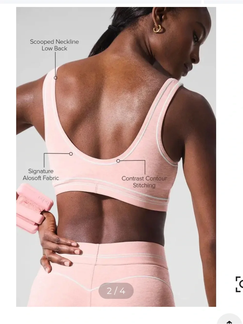 Alo Alosoft Heart Throb Bra - Pink Quartz Heather/White
